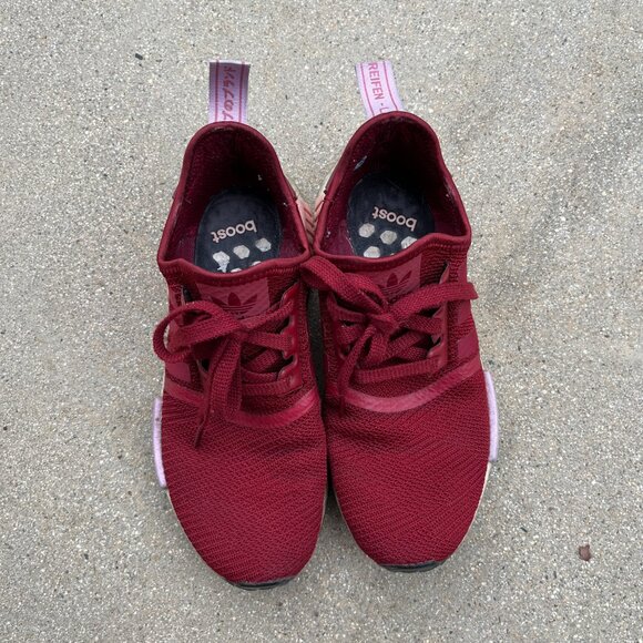 Adidas NMD R1 Collegiate Burgundy Runners Women’s Athletic Sneakers blokecore - Picture 5 of 14